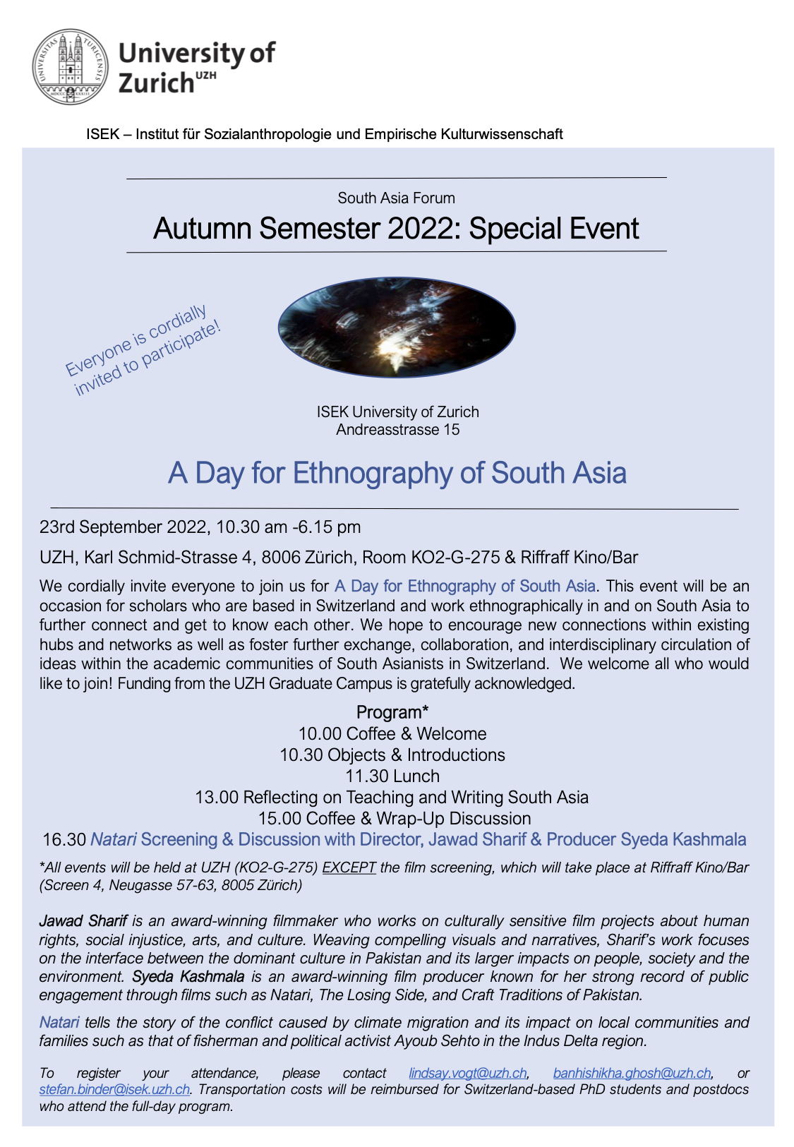 South Asia Forum HS22 A Day for Ethnography